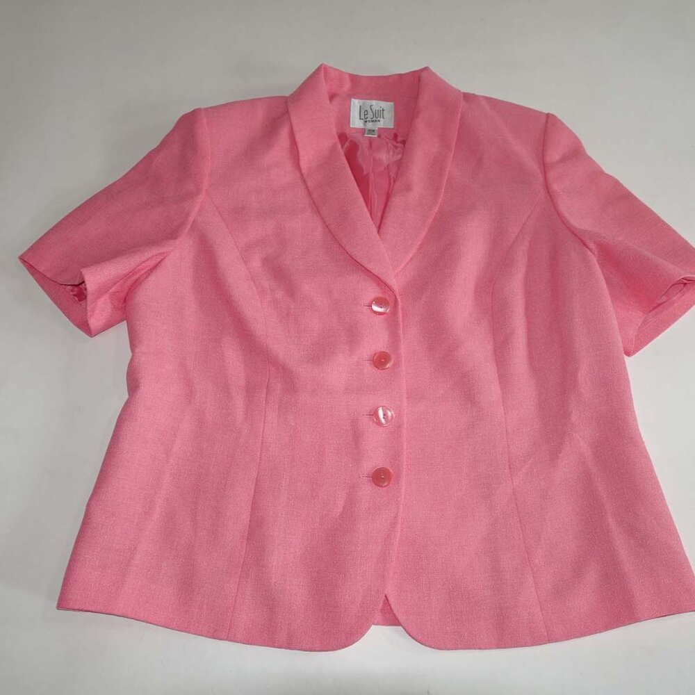 Le Suit Coral Pink Two-Piece Skirt Set - Picture 5 of 8